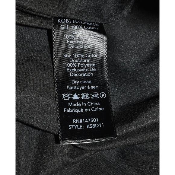 A5 NEW KOBI HALPERIN Gray & White Pinstripe Black Dots Bell Sleeve Dress Size XS - Picture 6 of 6